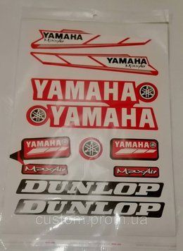 Наклейки на планшете "Yamaha/Dunlop" красные набор 13шт (23х32см) 921288444 фото