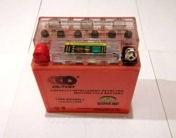 Акумулятор 12 V 9 Аh МОТО 12N9-BS гелевий (L135*W75*H135mm) з ІНДІКАТОРОМ 2022 рік випуску 1163138400 фото